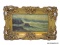 (LEFT WALL) ONE OF A PR. OF FRAMED ANTIQUE OIL ON CANVAS; ONE OF A PR. OF FRAMED AND SIGNED ANTIQUE