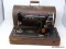 (R2) SEWING MACHINE; STENCIL PAINTED SINGER PORTABLE SEWING MACHINE IN MAHOGANY CASE WITH