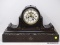 (R2) ANTIQUE MANTEL CLOCK; ANTIQUE MAPPIN BROS. SLATE AND MARBLE CLOCK, BEVELED GLASS BEZEL