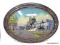 (R2) ANTIQUE PICTURE; ANTIQUE REVERSE PAINTING ON BUBBLE GLASS OF US CAPITOL IN GRAIN PAINTED FRAME-