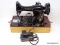 (R2) VINTAGE SEWING MACHINE; VINTAGE STENCILED SINGER MODEL 99 SEWING MACHINE WITH ALL ATTACHMENTS