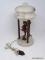 (LEFT WALL) ANTIQUE ART DECO LAMP; ANTIQUE ALABASTER AND METAL ART DECO LAMP OF THE HARLEQUIN
