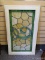 (LEFT WALL) ANTIQUE LEADED GLASS WINDOW; ANTIQUE LEADED GLASS WINDOW- 34 IN X 19 IN