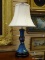 (LEFT WALL) CLOISONNE LAMP; CLOISONNE LAMP ON ROSEWOOD BASE WITH SHADE- 28 IN H