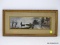 (LEFT WALL) FRAMED PRINT; FRAMED AND DOUBLE MATTED ANTIQUE RIVER SCENE PRINT IN GOLD FRAME- 19 IN X