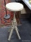 (LEFT WALL) VICTORIAN CANDLE STAND; PAINTED VICTORIAN CANDLE STAND- 13 IN DIA. X 32 IN. H