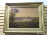 (LEFT WALL) 19TH CEN OIL ON CANVAS; FRAMED 19TH CEN. OIL ON CANVAS OF A LANDSCAPE IN GOLD GILDED