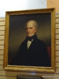 (LEFT WALL) FRAMED PORTRAIT PRINT; FRAMED PRINT ON BOARD OF A 19TH CEN. GENTLEMAN FROM THE KENNEDY