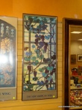 (LEFT WALL) FRAMED POSTER; FRAMED TIFFANY GLASS POSTER FROM THE METROPOLITAN MUSEUM'S NEW AMERICAN