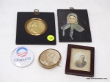(LEFT WALL) MINIATURE COLLECTABLE LOT; LOT OF FRAMED MINIATURES- PRINT ON BOARD OF A COPY OF A