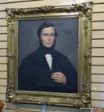 (LEFT WALL) 19TH CEN. PORTRAIT; 19TH CEN. OIL ON CANVAS PORTRAIT OF GENTLEMAN ( POSSIBLY HUSBAND TO