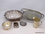 (LEFT WALL) SILVER-PLATE LOT; LOT OF SILVER-PLATE INCLUDES- ENGLISH CHIPPENDALE FOOTED BOWL-10 IN X