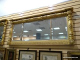 (LEFT WALL) 19TH CEN. MANTLE MIRROR; 19TH CEN. GOLD GILDED FEDERAL MANTLE MIRROR WITH BEVELED GLASS