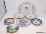 (LEFT WALL) PORCELAIN LOT; LOT INCLUDE AN OLD PARIS OVAL PLATTER- 12 IN L., PR. PAINTED OLD PARIS