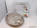 (LEFT WALL) MISC.. LOT; SILVER-PLATE TREE OF LIFE FOOTED TRAY- 16 IN L., ROYAL IRONSTONE PLATTER