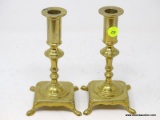 (R1) BRASS CANDLEHOLDERS; PR. OF BRASS FOOTED CANDLE HOLDERS- 7 IN. H