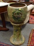 (R1) JARDINIERE AND MATCHING PEDESTAL; UNSIGNED WELLER JARDINIERE AND MATCHING PEDESTAL WITH FLORAL