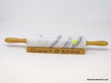 (R1) MARBLE ROLLING PIN; GOURMET KITCHEN MARBLE ROLLING PIN WITH HOLDER