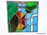 (R2) STAINED GLASS; UNFRAMED STAIN GLASS PANEL- 14.5 X 16.5