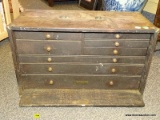 (R2) ANTIQUE MACHINIST CABINET; ANTIQUE OAK 8 DRAWER MACHINIST CHEST WITH TOOLS- 20 IN X 10 IN 12 IN