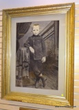 (LEFT WALL) 19TH CEN. FRAMED PORTRAIT OF CHILD; LARGE FRAMED AND MATTED CHARCOAL PORTRAIT OF CHILD