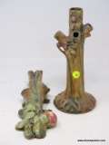 (LEFT WALL) WELLER POTTERY; 2 PIECES OF WELLER POTTERY VASES- SIGNED WALL POCKET- 11 IN L AND