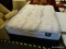 SERTA PERFECT SLEEPER, RIDGECROFT, QUEEN SIZE MATTRESS WITH BOX SPRING AND METAL BED FRAME.