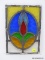 (R2) STAINED GLASS PANEL; VINTAGE STAINED GLASS PANEL- 7 IN X 10 IN