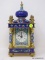 (R2) CLOCK; BRASS AND CLOISONNE CLOCK WITH BATTERY OPERATED WORKS- 6 IN X 4.5 IN X 12 IN