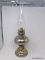 (R2) OIL LAMP; RAYP SILVER-PLATED OIL LAMP CONVERTED TO ELECTRIC WITH CHIMNEY- 23.5 IN H.