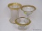 (R2) VINTAGE GLASS LOT; 3 PCS OF GOLD RIMMED GLASS- ART NOUVEAU CRYSTAL AND IRIDESCENT VASE WITH