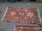 (R2) ORIENTAL RUG; HAND WOVEN TURKOMAN ORIENTAL RUG WITH GEOMETRIC FIGURES IN RED, BLACK AND IVORY (