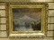 (LEFT WALL) OIL ON BOARD; VINTAGE OIL ON BOARD OF LANDSCAPE IN GOLD GILDED AND EMBOSSED FRAME-