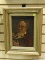 (LEFT WALL) OIL ON CANVAS; VINTAGE FRAMED OIL ON CANVAS OF GENTLEMAN READING IN GOLD EMBOSSED FRAME-