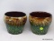 (RIGHT WALL) VINTAGE PR. OF PLANTERS; PR. OF VINTAGE GLAZED UNMARKED POTTERY PLANTERS- 5 IN H