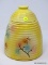 (RIGHT WALL) COOKIE JAR; VINTAGE UNMARKED BEE HIVE ART POTTERY COOKIE JAR- 9 IN H