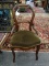 (RIGHT WALL) VICTORIAN CHAIR; WALNUT VICTORIAN SIDE CHAIR WITH FINGER CARVING BACK, HAS BEEN