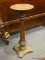 (RIGHT WALL) PLANT STAND; ANTIQUE WALNUT PEDESTAL PLANT STAND- 13 IN DIA. X 35 IN H.