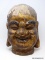 (RIGHT WALL) BUDDHA BUST; WOOD CARVED GOLD PAINTED BUDDHA BUST ( HAS PAINT LOSS)- 10.5 IN DIA. X 13