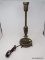 (RIGHT WALL) LAMP; BRASS FOOTED BRASS LAMP- 20 IN H.