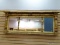 (RIGHT WALL) FEDERAL MIRROR; 19TH CEN. 3 SECTION GOLD GILDED FEDERAL MANTLE MIRROR WITH EMBOSSED