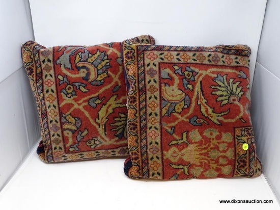 (R2) DECORATOR PILLOWS; 2 PILLOWS MADE FROM PIECES OF AN ORIENTAL RUG