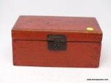 (R2) ORIENTAL BOX; WOODEN PAINTED ORIENTAL DOVETAIL DOCUMENT BOX- 9.75 IN X 4.5 IN X 5.5 IN