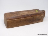 (R2) ORIENTAL BOX; ORIENTAL CARVED SLIDING LID BOX- 14 IN X 5 IN X 4 IN