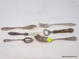 (R2) MISC.. STERLING; STERLING LOT CONTAINS BOTTLE OPENER, 2 BUTTER KNIVES, FORK., BUTTER KNIFE WITH