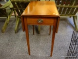 (R2) DROPSIDE TABLE; NORRIS- RICHMOND, VA CHERRY HEPPLEWHITE DROPSIDE TABLE WITH DOVETAIL DRAWER AND