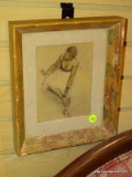 (LEFT WALL) FRAMED AND MATTED DEGAS PRINT OF THE BALLERINA IN MULTICOLORED FRAME- 9 IN X 10.5 IN