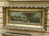 (LEFT WALL) OIL ON CANVAS; FRAMED OIL ON CANVAS OF LANDSCAPE BY W. HONICK IN 1906 IN GOLD GILDED AND