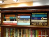 (RIGHT WALL) COOKBOOKS; SHELF LOT OF COOKBOOKS- 4 JULIA CHILD'S COOKBOOKS, BETTY CROCKER, MCCALL'S,