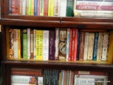 (RIGHT WALL) COOKBOOKS; SHELF LOT OF COOKBOOKS- VEGETARIAN COOKING, PARADE COOKBOOK, HOW TO COOK